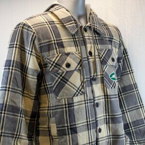 New York Jets Button Up Full Zip Flannel Hooded Shirt Jacket Men's Size Small